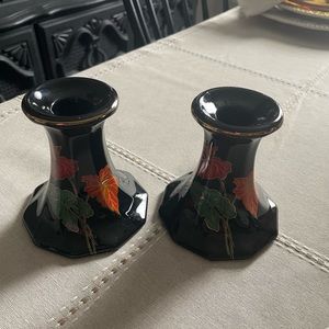 Vintage 80’s black Yamaji action Japan candle holders